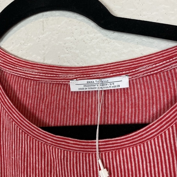 Zara ruffle sleeve red and white striped tshirt dress - Picture 3 of 5